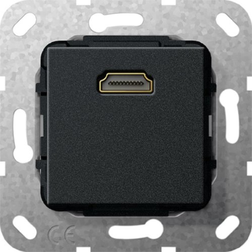 Розетка HDMI без рамки Gira System55 1-м. 16А антрацит картинка